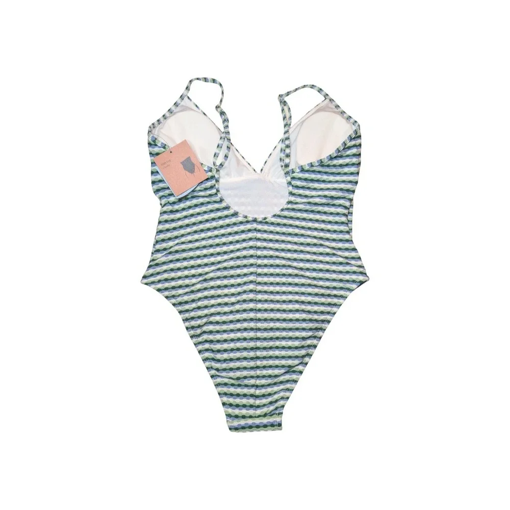 ⭐D1 Shade & Shore Geo Jacquard High Leg Cheeky One Piece Swimsuit - L